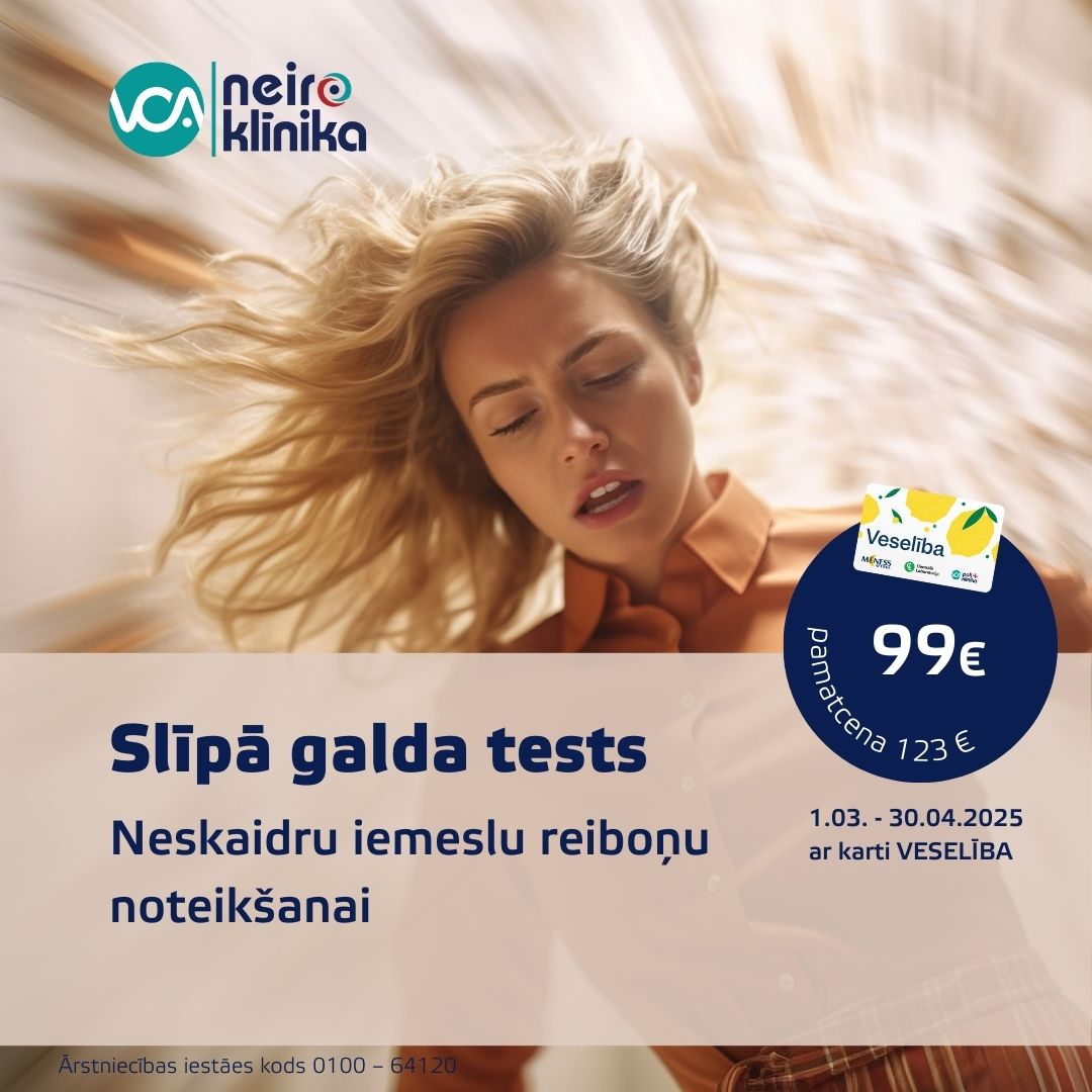 VCA Neiro klīnikā slīpā galda tests tikai par 70 EUR  (standarta cena 100 EUR)