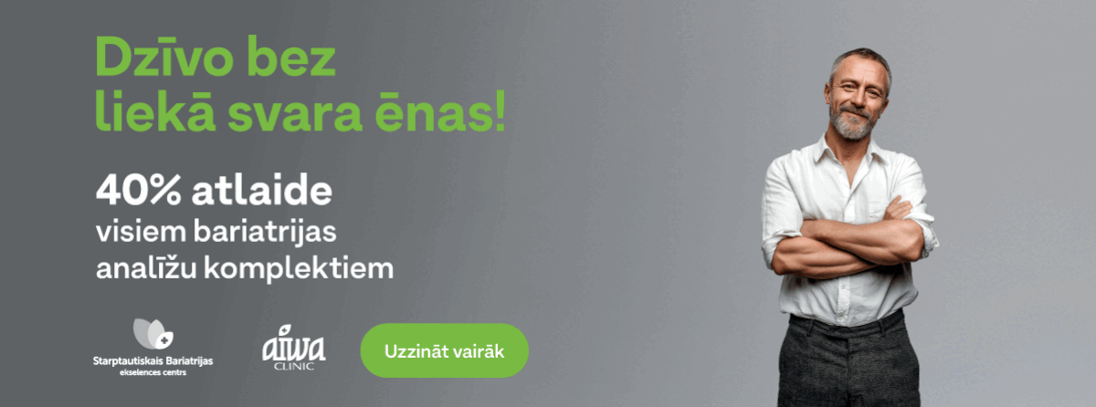Smaidīgs slaids vīrietis ar korpulenta vīrieša ēnu un tekstu Dzīvo bez liekā svara ēnas!