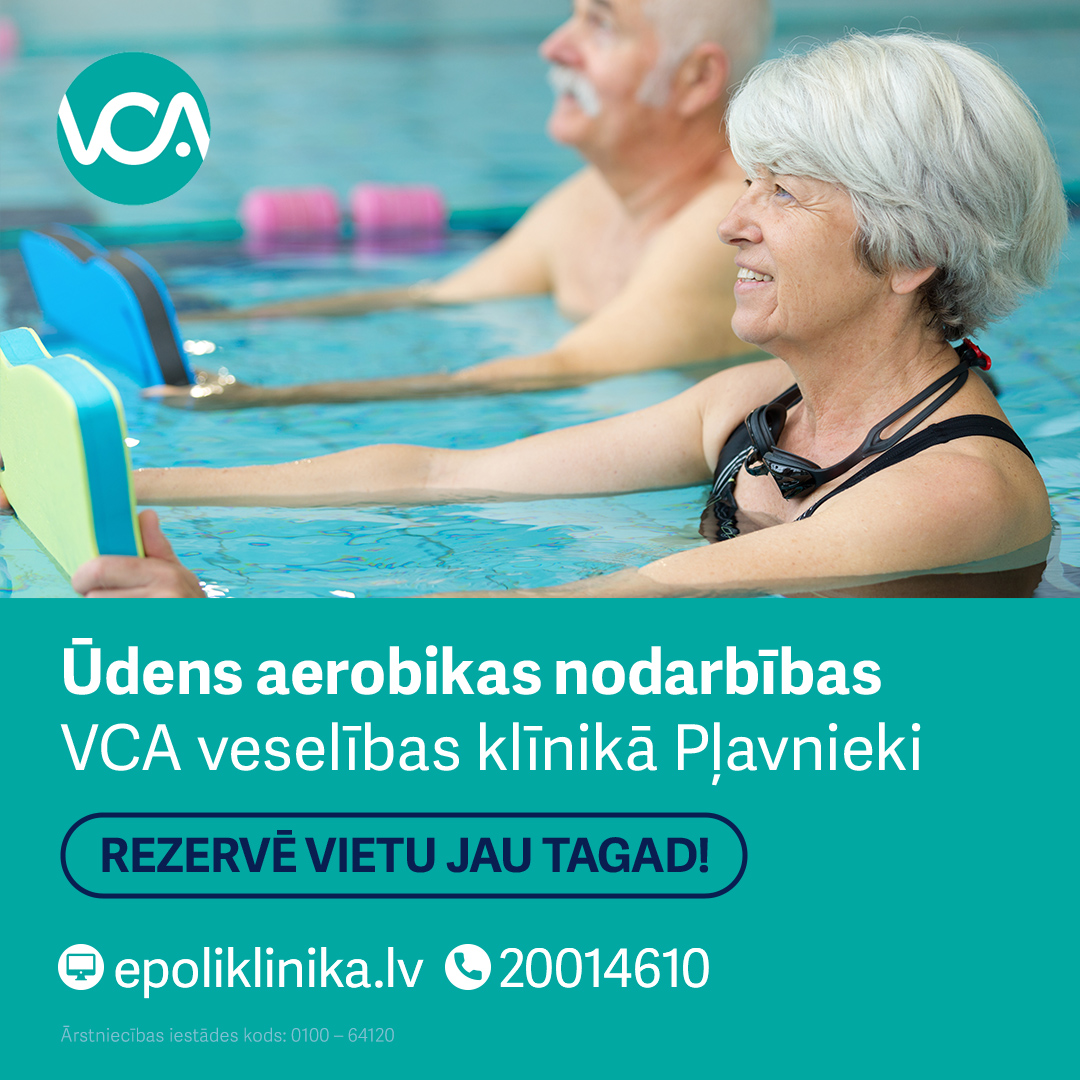 VCA poliklīnikas Pļavnieki ūdens aerobikas nodarbības gan individuāli, gan grupās.