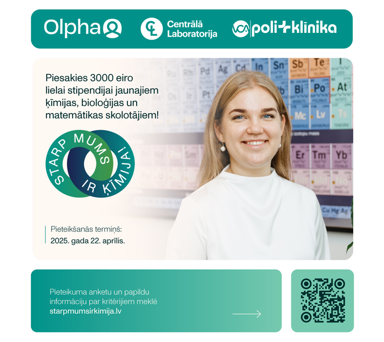 3000 EUR stipendija topošajiem un jaunajiem ķīmijas, bioloģijas un matemātikas  skolotājie