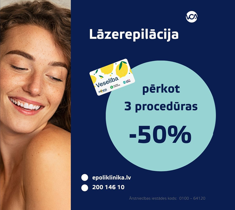 LĀZEREPILĀCIJAI – 50% ar karti VESELĪBA!